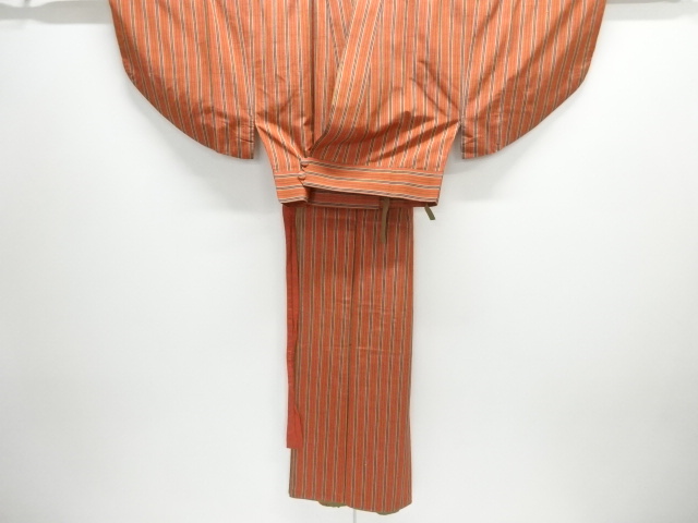 縞織出し手織り紬二部式着物